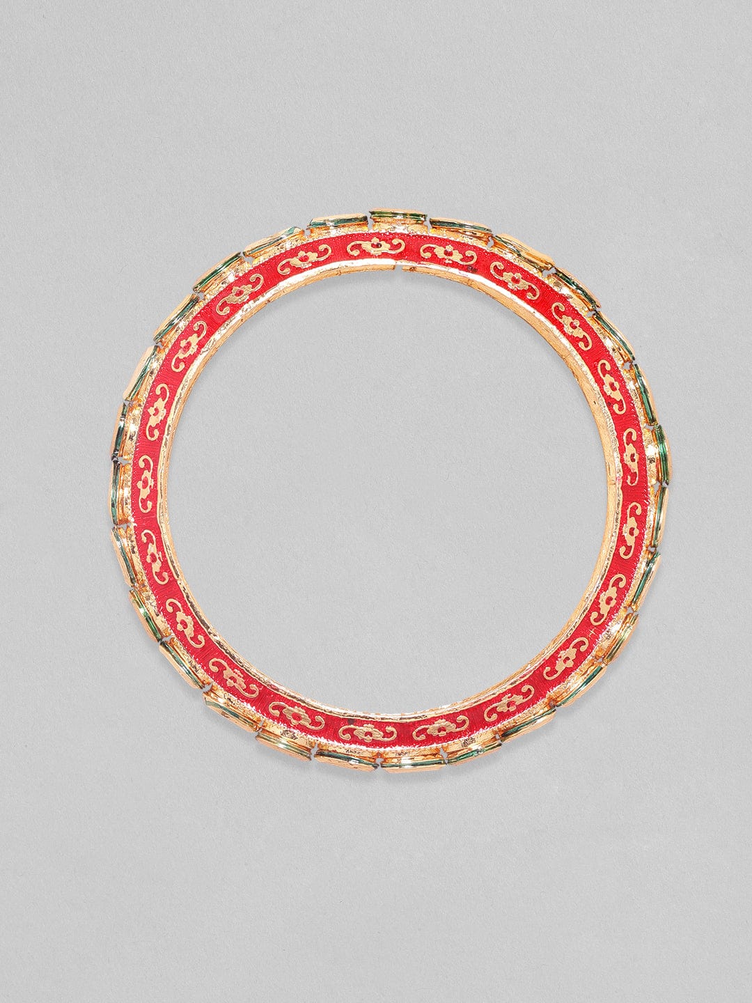 Rubans 24K Gold Plated Kundan Studded Red Enamel Bangles Bangles &amp; Bracelets