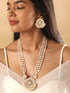 Rubans 24K Gold Plated Kundan Studded White Pearl Beaded Necklace Set Necklaces, Necklace Sets, Chains & Mangalsutra