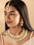 Rubans 24K Gold Plated Pink Kundan Studded Blue Beaded Jewellery Set Necklaces, Necklace Sets, Chains & Mangalsutra
