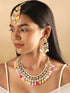 Rubans 24K Gold Plated Polki Studded Multicolour Beaded Jewellery Set Necklace & Earring Combo