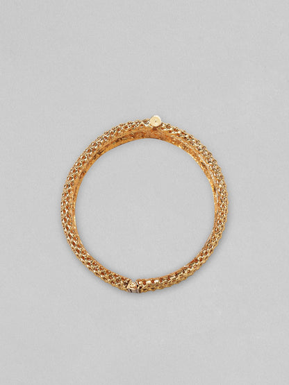 Rubans 24k Gold Plated Set Of 2 Broad Bangles With God and Goddess Design Bangles &amp; Bracelets