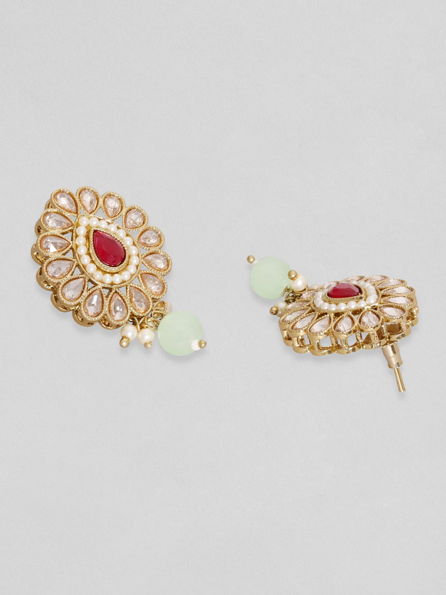 Rubans 24K Gold toned Multicolour Reverse AD &amp; Pearl Beaded Jewellery Set Necklace Set