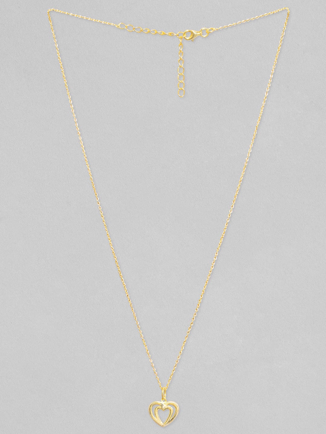 Rubans 925 Silver, 18 K Gold Plated Chain With Layered Heart Pendant Necklace. Chain &amp; Necklaces