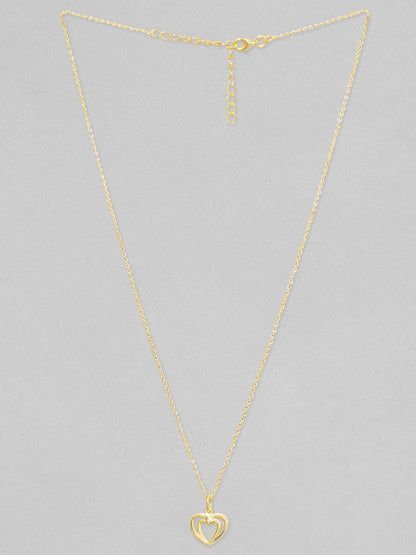 Rubans 925 Silver, 18 K Gold Plated Chain With Layered Heart Pendant Necklace. Chain &amp; Necklaces
