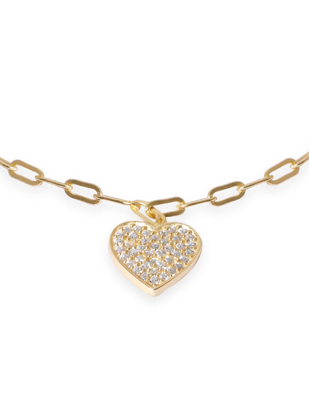 Rubans 925 Silver 18K Gold Plated Heart Pave Zirconia Charm Bracelet Bangles &amp; Bracelets