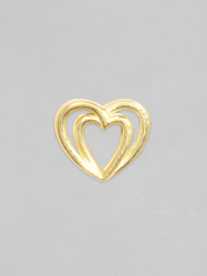 Rubans 925 Silver, 18K Gold Plated Layered Heart Motif Stud Earrings. Earrings