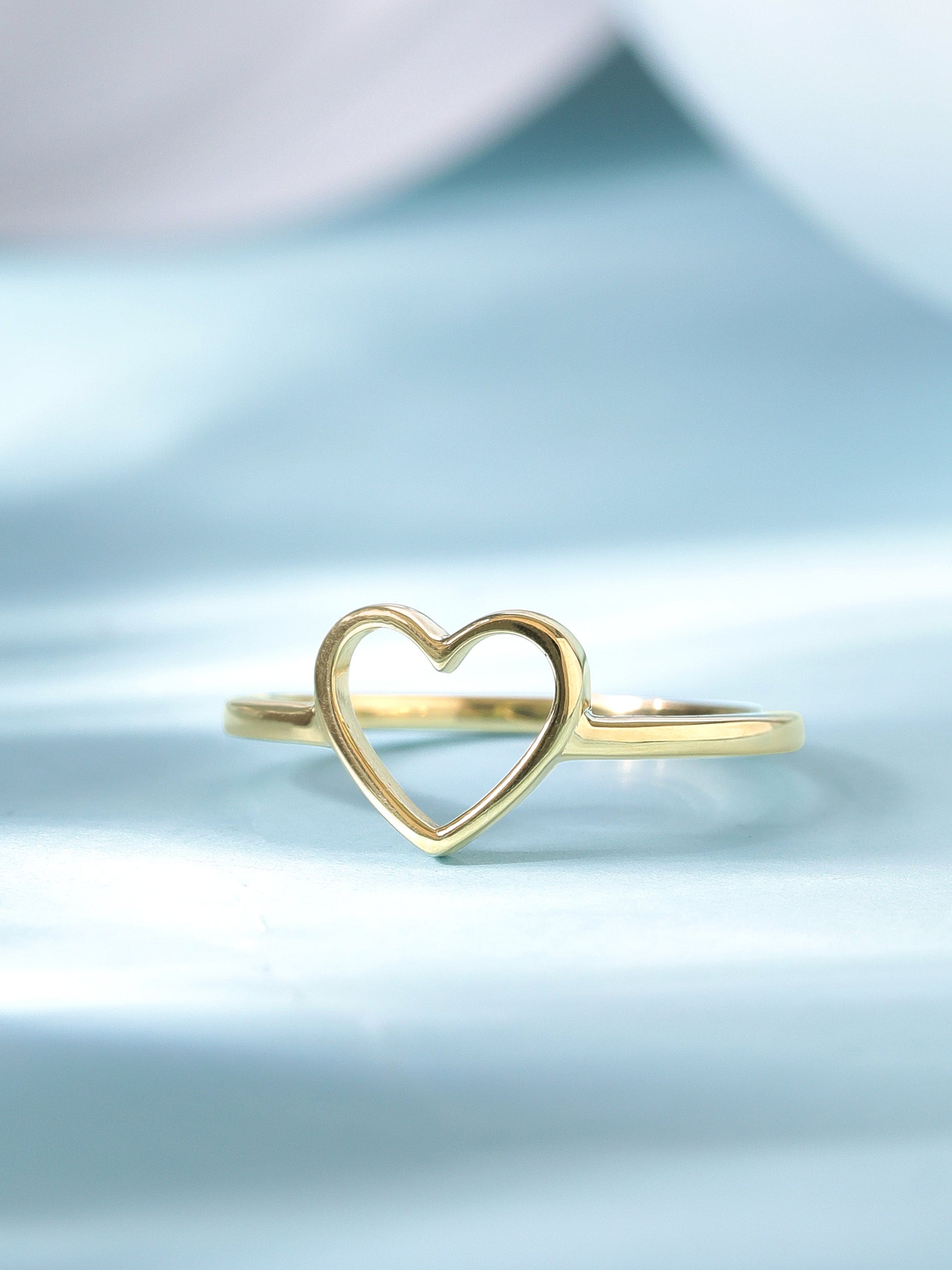 Rubans 925 Silver, 18K Gold Plated Minimal Heart Motif Ring. Rings