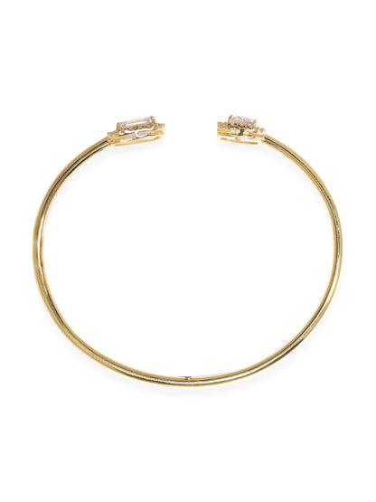 Rubans 925 Silver 18K Gold Plated Zirconia Studded Open Bracelet Bangles &amp; Bracelets