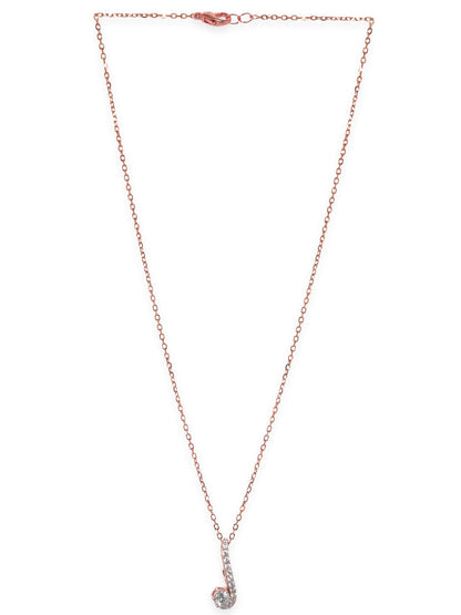 Rubans 925 Silver 18K Rose Gold Minimal Zirconia Pendant Necklace Set Necklaces, Necklace Sets, Chains &amp; Mangalsutra