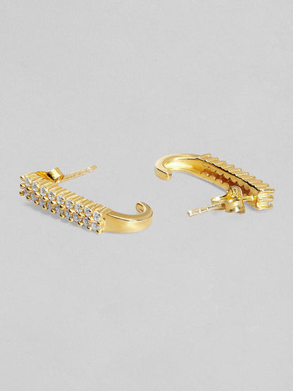 Rubans 925 Silver Basic Straight Line Stud Earrings.- Gold Plated Earrings