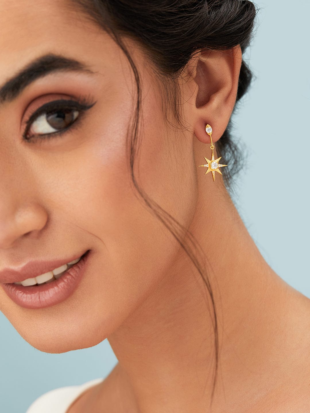 Beautiful Gold Plated Three Step Heart Drop EarringsKollam Supreme