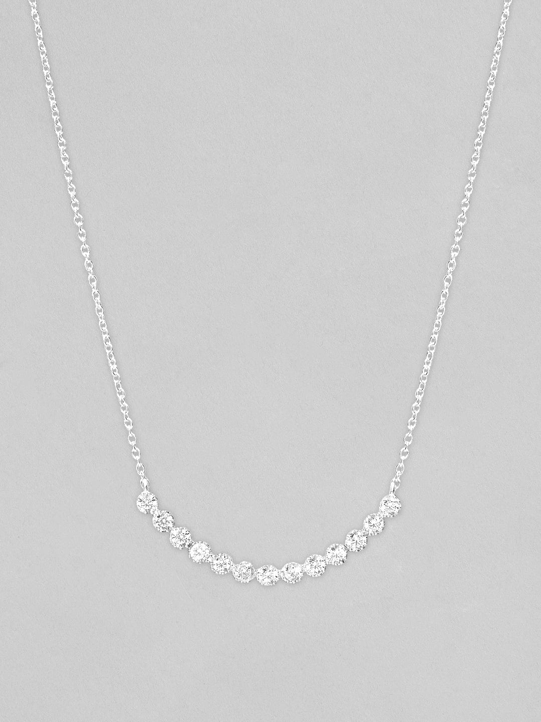 Rubans 925 Silver Celestial Curve Of Zirconia Pendant Necklace Chain &amp; Necklaces