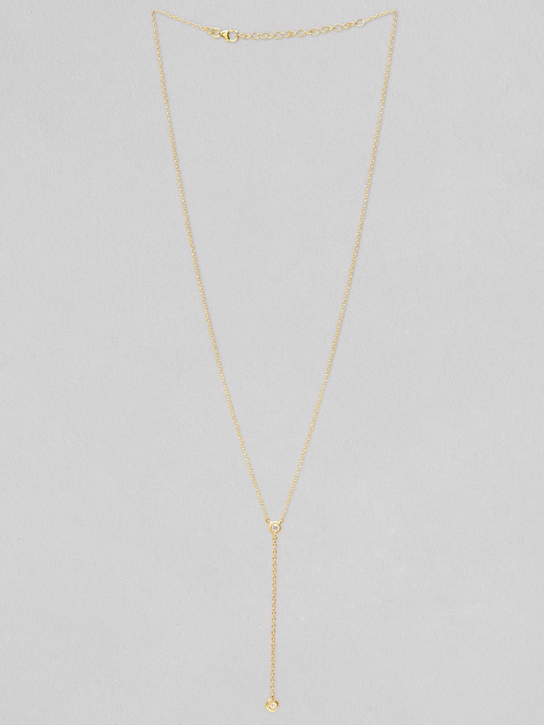 Rubans 925 Silver Dangling Circle Minimal Y-Necklace - Gold Plated Chain &amp; Necklaces