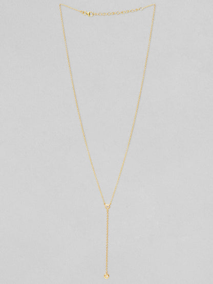 Rubans 925 Silver Dangling Circle Minimal Y-Necklace - Gold Plated Chain &amp; Necklaces
