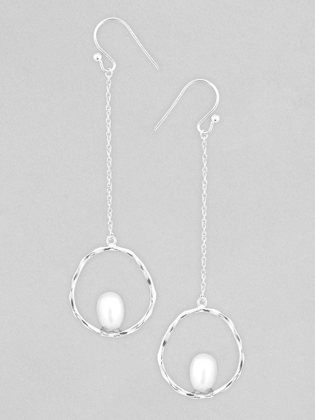 Rubans 925 Silver Freshwater Cultured Pearls Drop Earrings. Earrings
