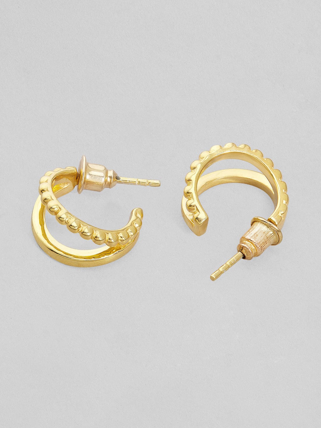 Rubans 925 Silver Knotted And Plated Elegant Hoop Earrings. - Gold Plated Earrings