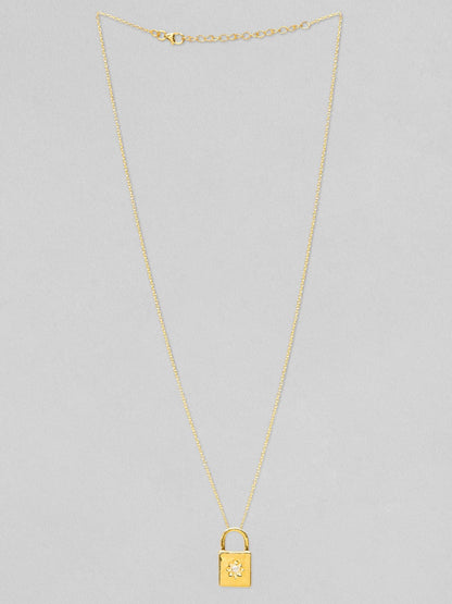 Rubans 925 Silver Lock The Moment Pendant Necklace - Gold Plated Chain &amp; Necklaces