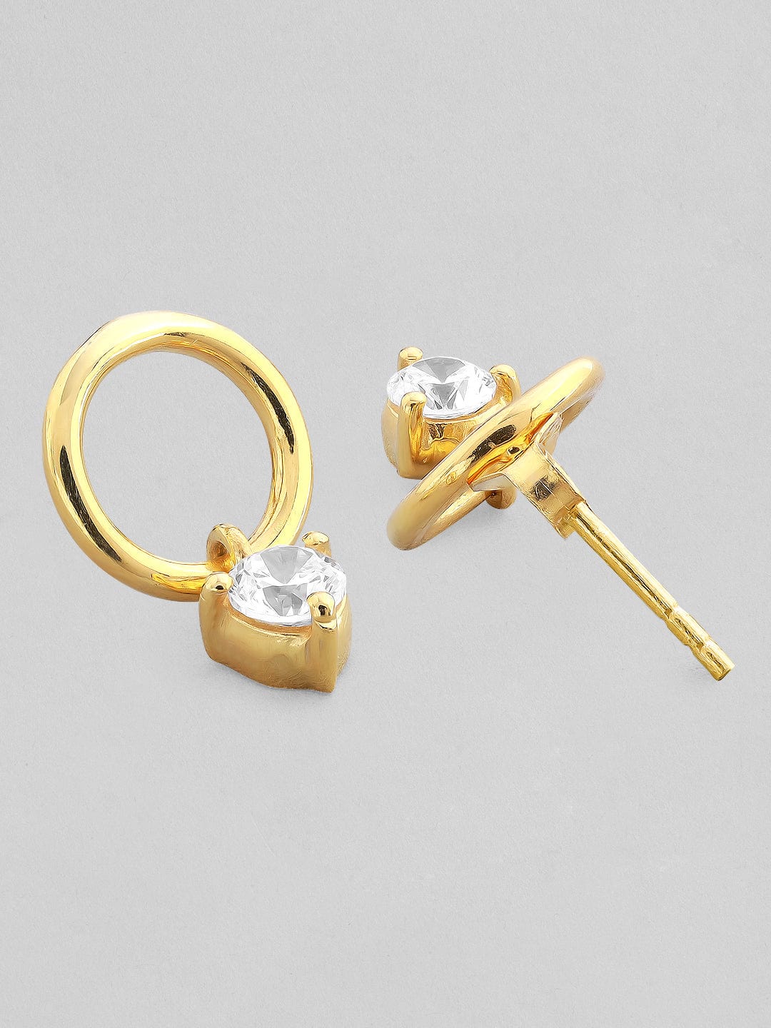 Rubans 925 Silver Never Ending Diamond Loop Drop Earrings.- Gold Plated Earrings