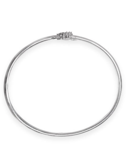 Rubans 925 Silver Rhodium Plated Zirconia Studdded Open Bracelet Bangles &amp; Bracelets