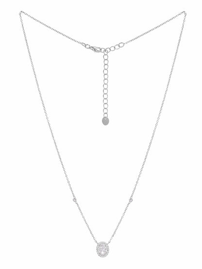 Rubans 925 Silver Rhodium plated zirconia studded necklace Necklace