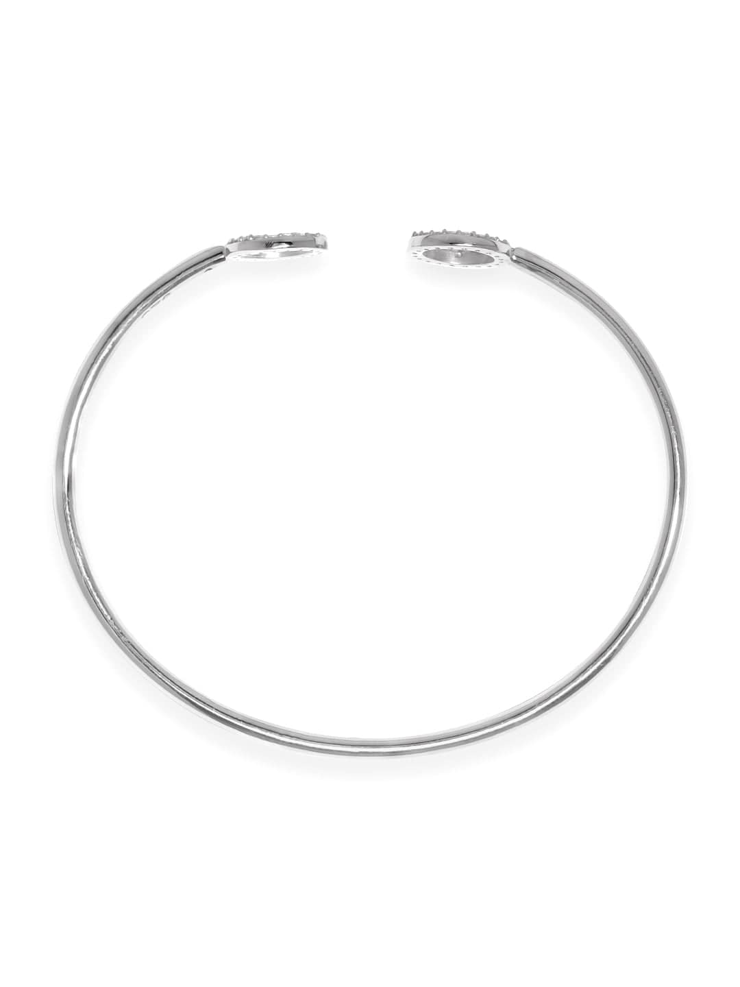 Rubans 925 Silver Rhodium Plated Zirconia Studded Open Bracelet Bangles &amp; Bracelets