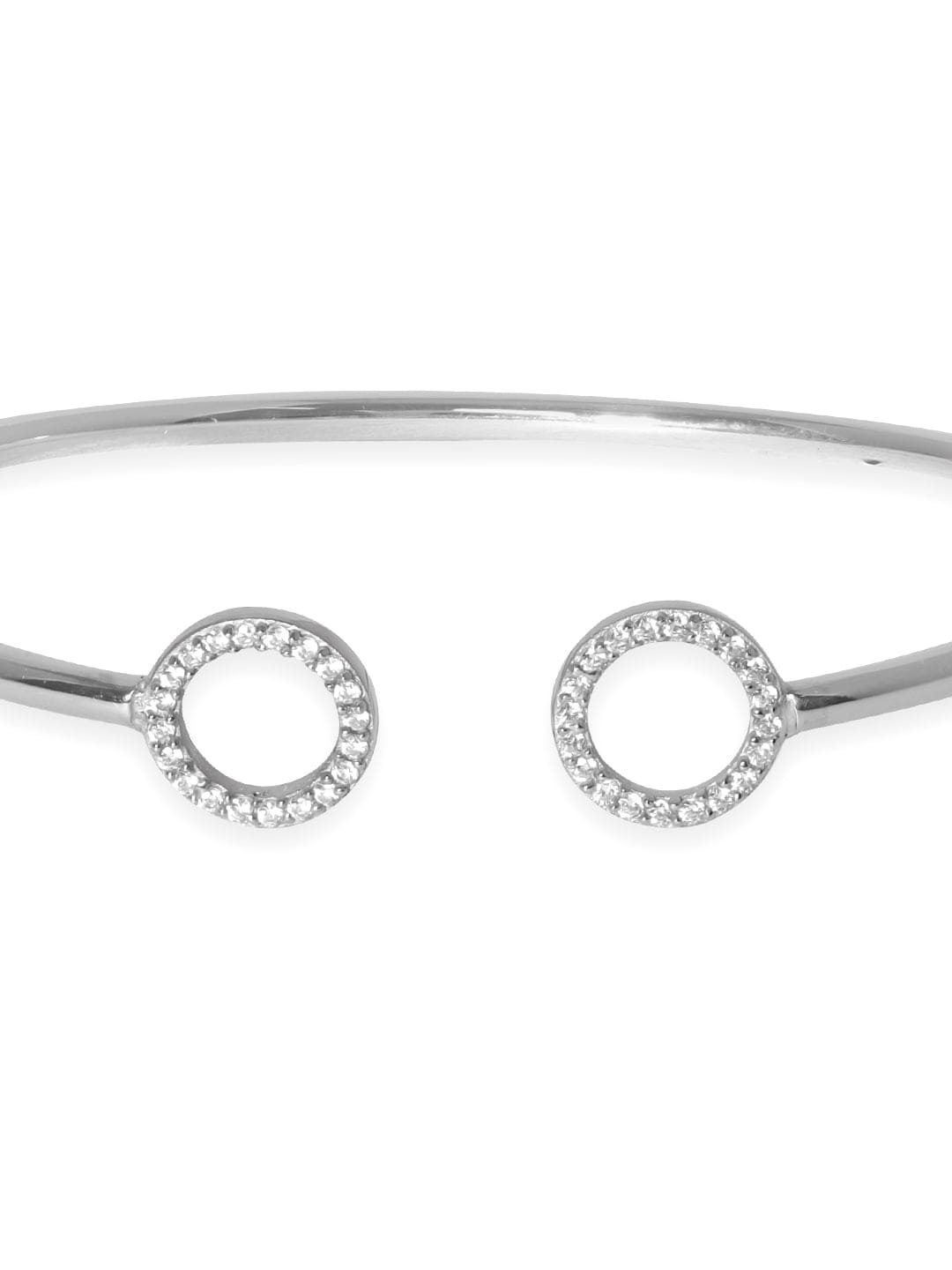 Rubans 925 Silver Rhodium Plated Zirconia Studded Open Bracelet Bangles &amp; Bracelets