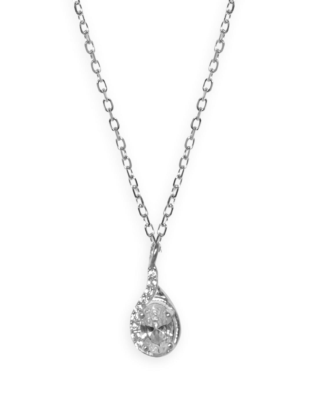 Rubans 925 Silver Rhodium plated zirconia studded pendant drop necklace. Necklaces, Necklace Sets, Chains &amp; Mangalsutra