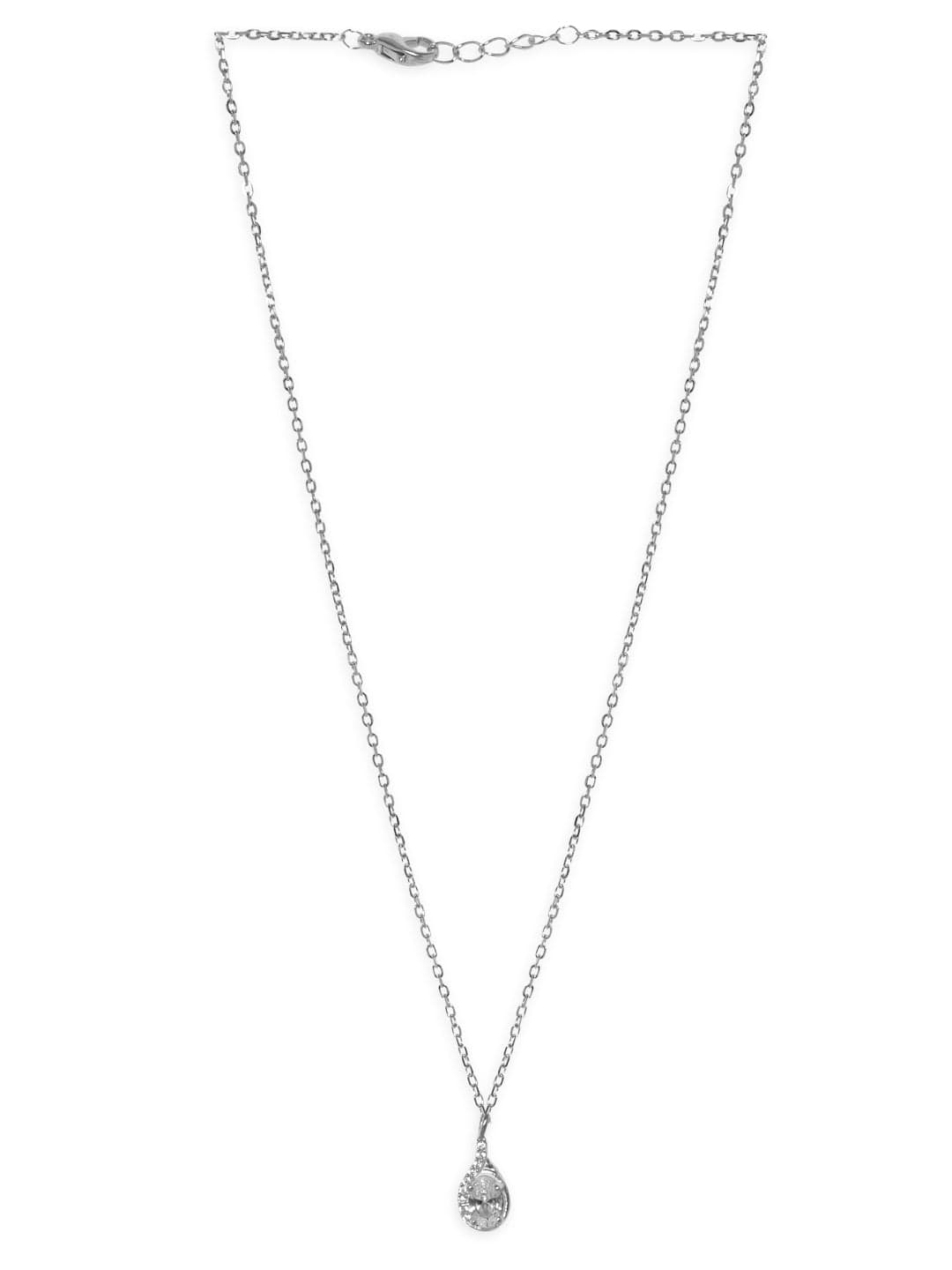 Rubans 925 Silver Rhodium plated zirconia studded pendant drop necklace. Necklaces, Necklace Sets, Chains &amp; Mangalsutra