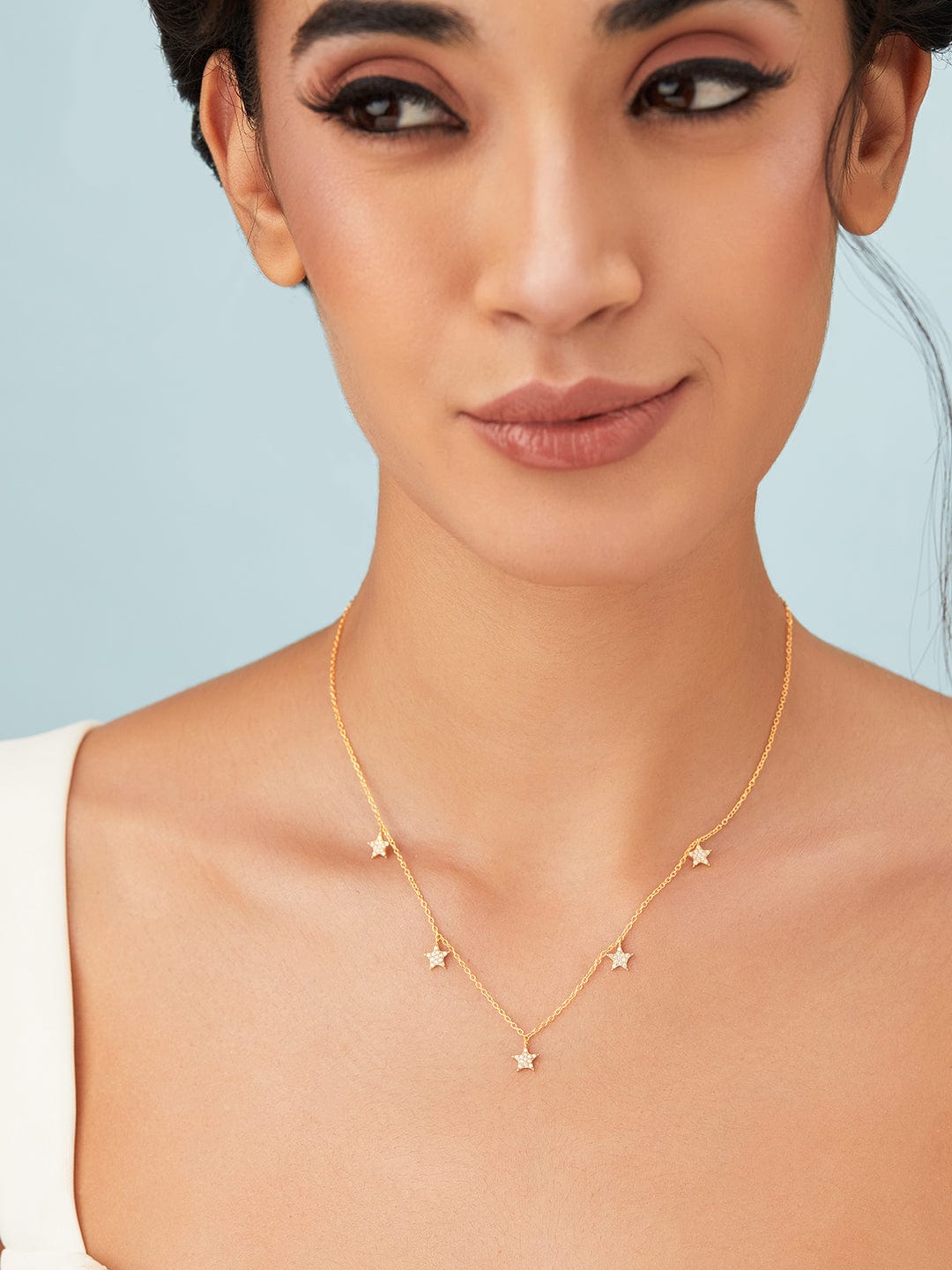 Shop Rubans 925 Silver Shine As A Star Chain Style Necklace.- Gold Plated Online at Rubans