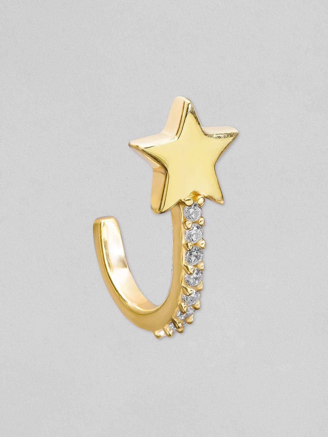 Rubans 925 Silver Sparkle Like A Star Hoop Earrings. - Gold Plated Earrings