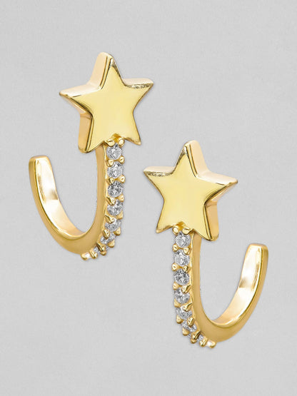 Rubans 925 Silver Sparkle Like A Star Hoop Earrings. - Gold Plated Earrings