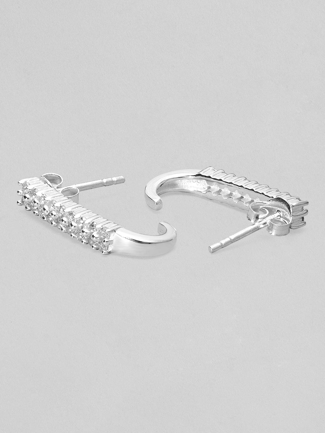 Rubans 925 Silver Sparkling Modern Minimal Ring Hoop Earrings. Earrings