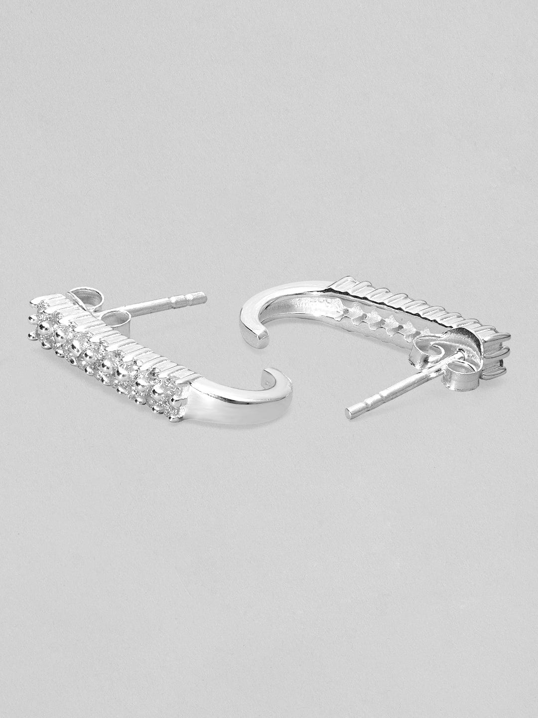 Shop Rubans 925 Silver Sparkling Modern Minimal Ring Hoop Earrings. Online at Rubans