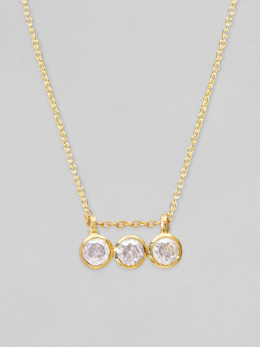 Rubans 925 Silver The Classic Dazling  Zirconia Pendant Necklace. - Gold Plated Chain &amp; Necklaces