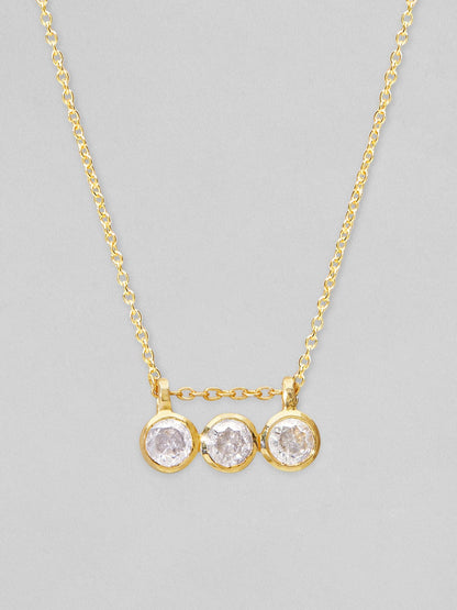 Rubans 925 Silver The Classic Dazling  Zirconia Pendant Necklace. - Gold Plated Chain &amp; Necklaces
