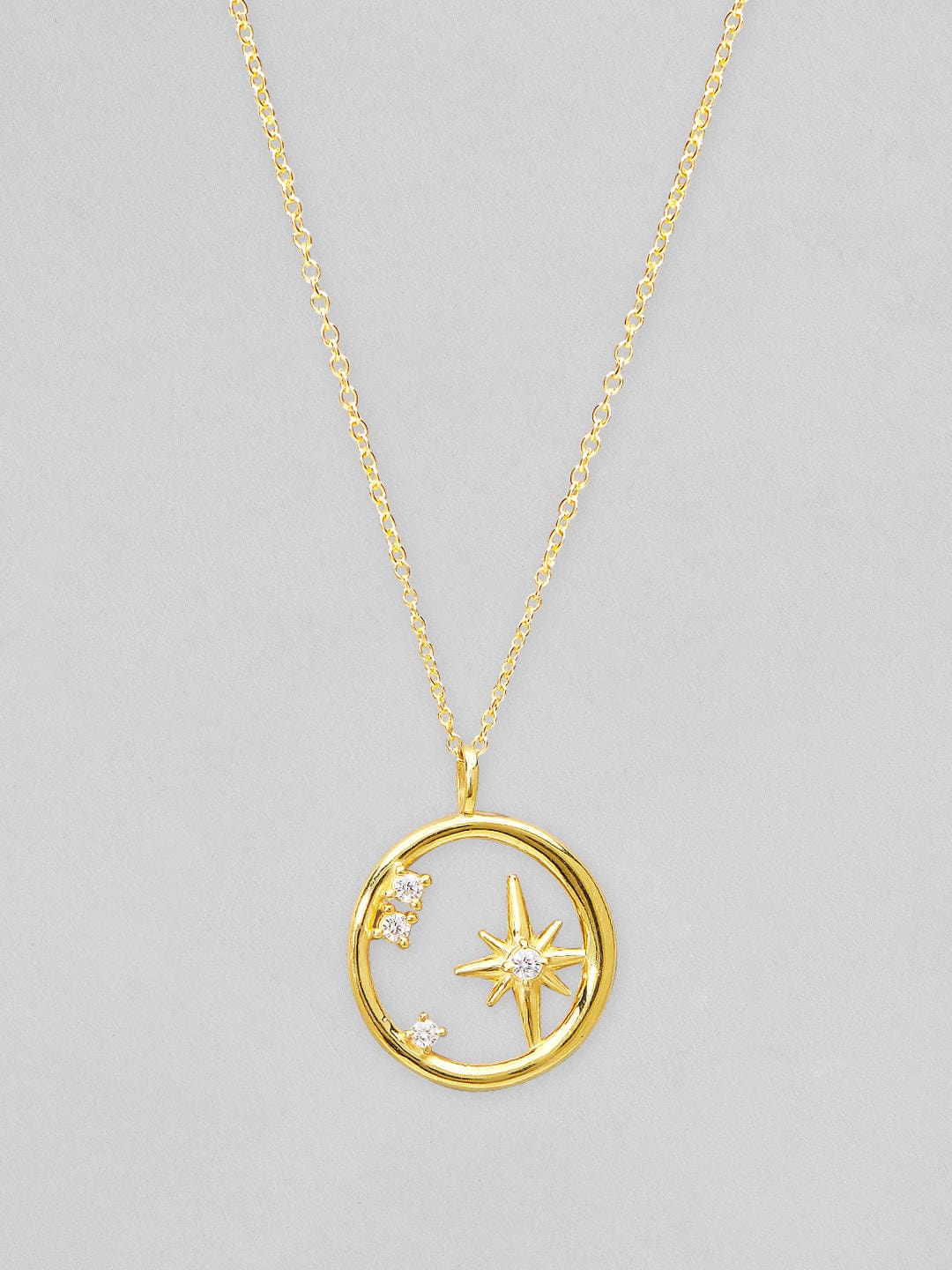 Rubans 925 Silver The Earth And Sun Pendant Necklace - Gold Plated Chain &amp; Necklaces