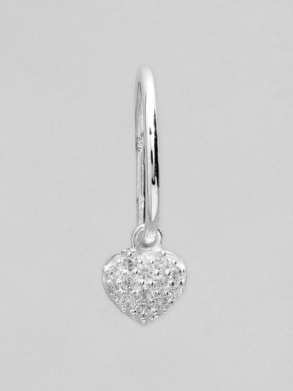 Rubans 925 Silver The Shimering Heart Ring Hoop Earrings. Earrings