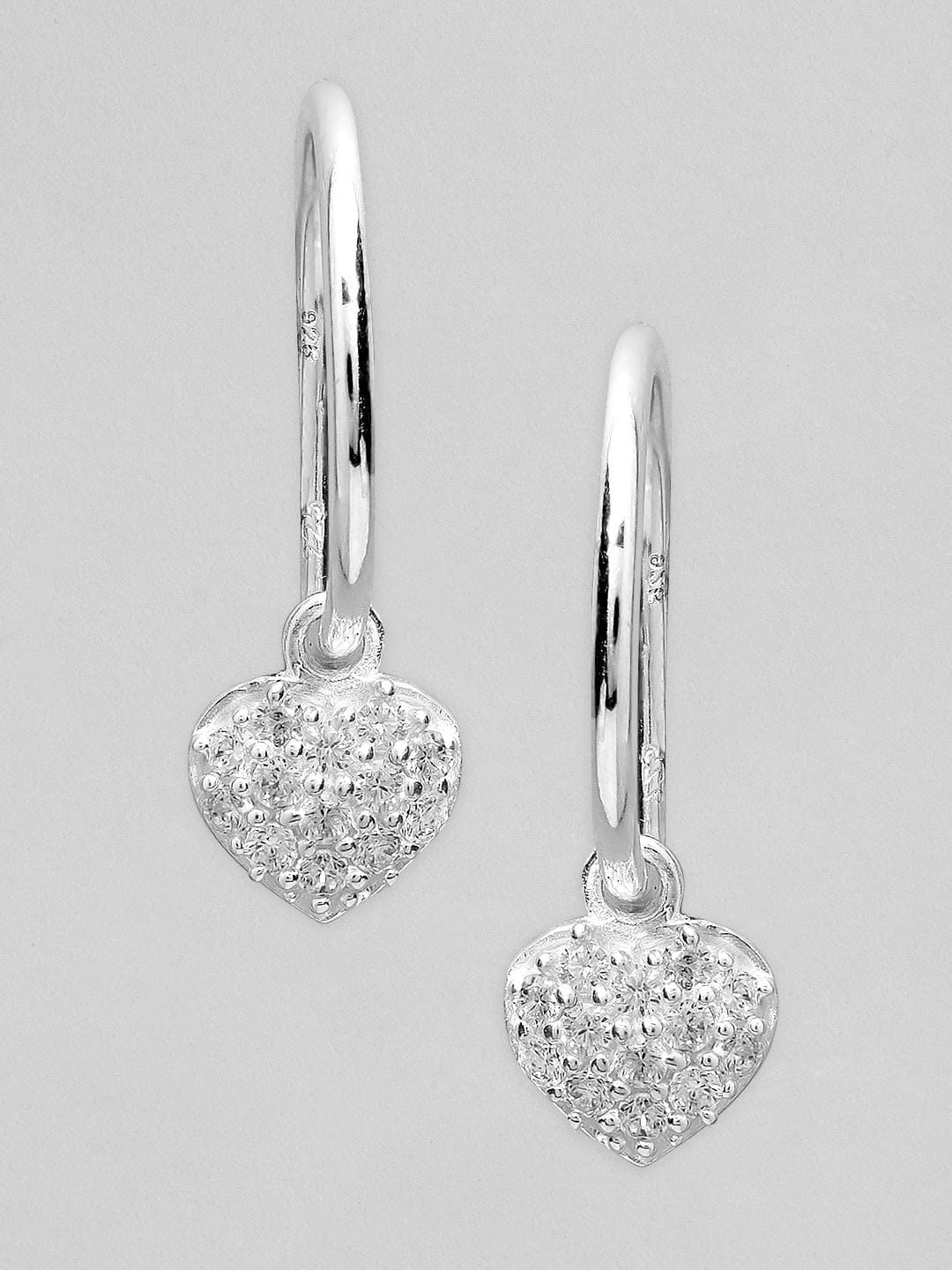 Rubans 925 Silver The Shimering Heart Ring Hoop Earrings. Earrings