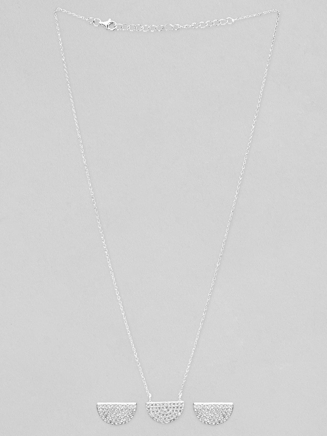 Rubans 925 Silver The Studded Half Circle Pendant Necklace. Necklace Set