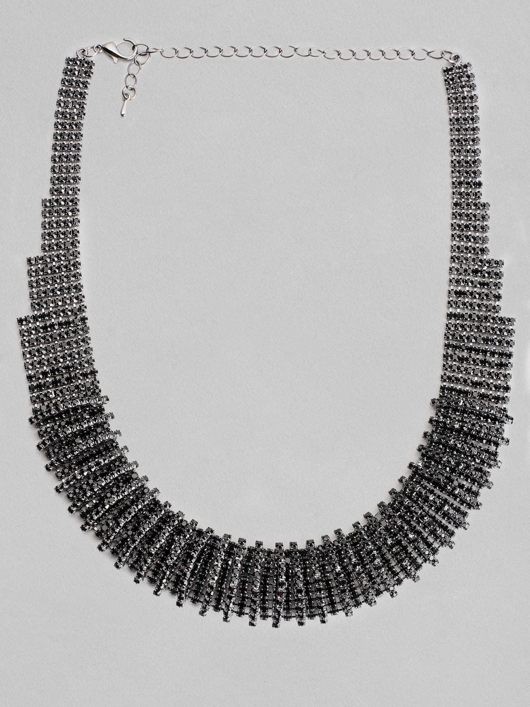 Rubans Black Metal Handcrafted Rhinestone Choker Chain &amp; Necklaces