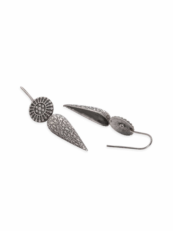 Rubans Blossoming Beauty Oxidized Silver Floral Earrings Earrings
