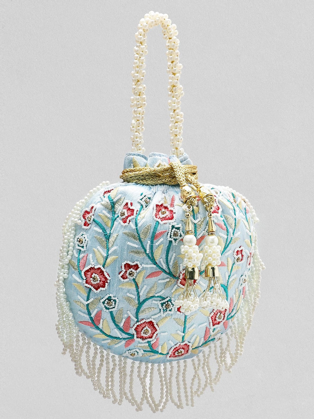 Rubans Blue Beaded Embroidered Potli Bag Handbag & Wallet Accessories
