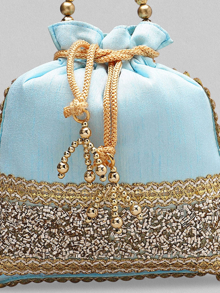 Rubans Blue Embroidered Potli Bag Handbag & Wallet Accessories