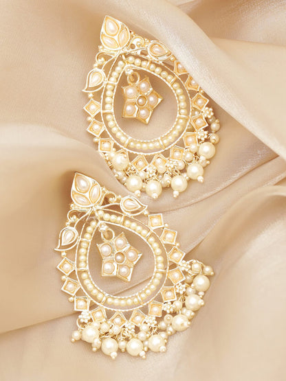 Rubans Chandelier Earrings with Small White Beads Earrings