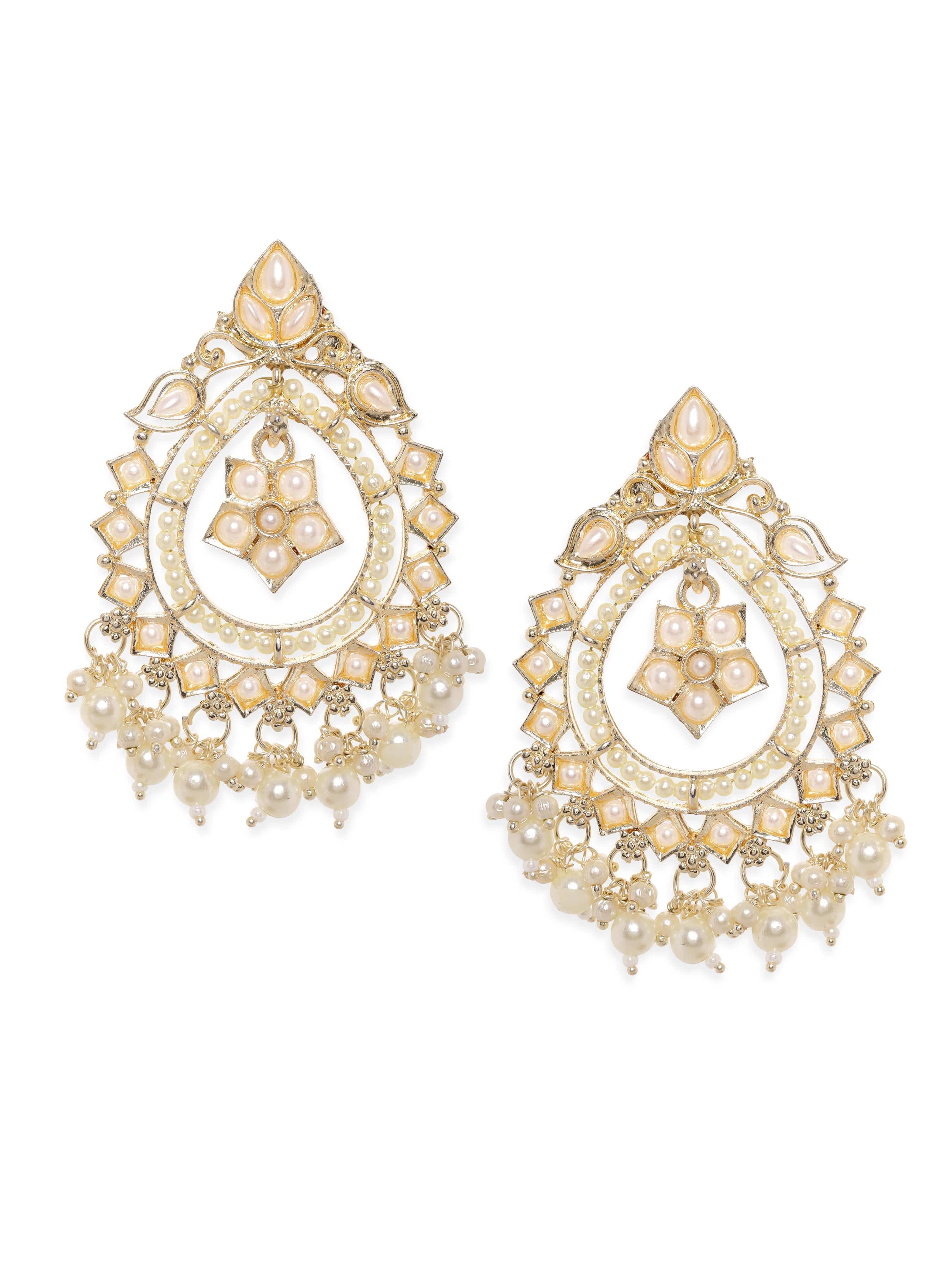 Rubans Chandelier Earrings with Small White Beads Earrings