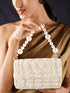 Rubans Cream Colour Handbag With Embroided Design And Pearls. Handbag, Wallet Accessories & Clutches