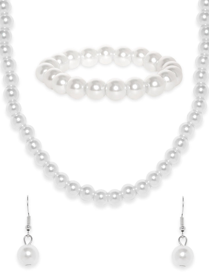 Rubans Cream Pearl beaded Classy Necklace Set Jewellery Sets