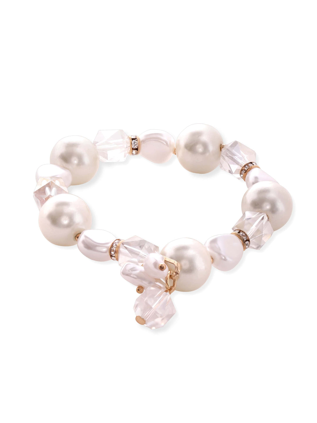 Rubans Cream Pearl & Crystal Beaded Classy Bracelet Bangles & Bracelets