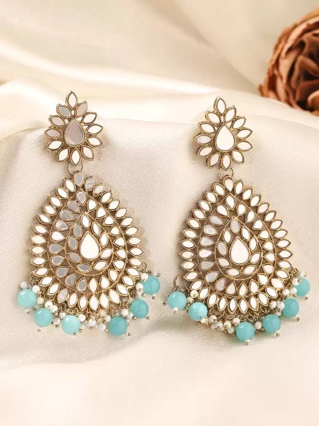 Turquoise Blue Indian Jhumka Earrings - Dazzle Accessories