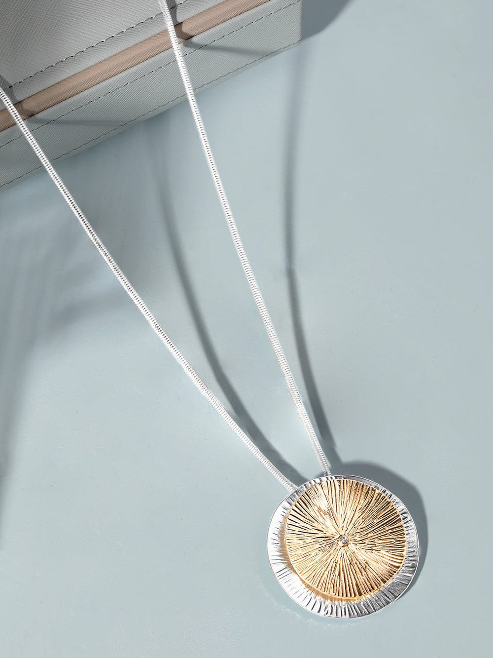 Rubans Dual Tone Plated Statement Floral Pendant Copper Necklace Necklace